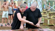 Kat and Des solving the puzzle for Aganoa in 2016.