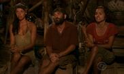 Parvati at the Final Tribal Council with Russell and Sandra.