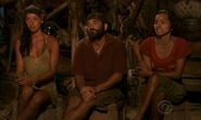 Parvati at the Final Tribal Council with Russell and Sandra