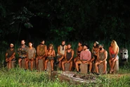 The Merged Tribe at their first Tribal Council.