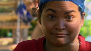 Sandra reacting to J.T. thinking it was Michaela who finished the sugar.