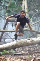 Rob competes in the Jungle Relay challenge.