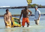 Mick and Jaison grab a crate for Foa Foa (Samoa).