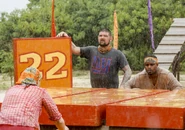 Pat competes in the Reward/Immunity Challenge, Matchbox 25.