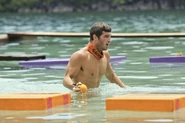 Eddie competes in an Immunity Challenge.
