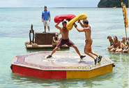 Aras and Vytas fight Survivor: Blood vs. Water.