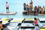 Jaguares competes in the Immunity Challenge, Floating Puzzle.