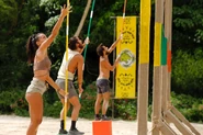 The Merged Tribe competing in the Final Immunity Challenge.