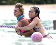 Valeria and Aileen tussle in Titans v Rebels.