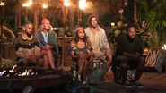 The final five at Tribal Council.
