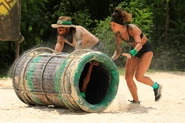 Leones competing in the Reward Challenge, In The Barrel.