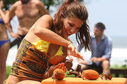 Natalie competing in the Immunity Challenge on Day 5.