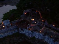 Survivor: Pearl Islands Tribal Council aerial view.