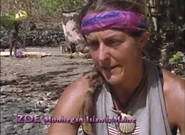 Zoe describing the mood around camp after Boston Rob's elimination.