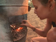 Amber building her fire (The Australian Outback).