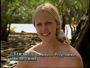 Christa giving a confessional.