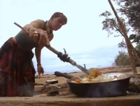 Gretchen cook.jpg (71 KB) Gretchen cooking at Pagong camp.