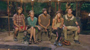 The final five at Tribal Council.