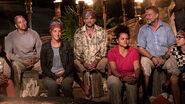 Tony, Ciera, Troyzan, Sandra, and Jeff at the first Tribal Council of the season.