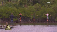 The final three of La Revanche des Héros at the Final Immunity Challenge.