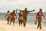 Nami walking into their camp.