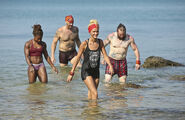 Jason in the water with Alecia, Scot, and Cydney.