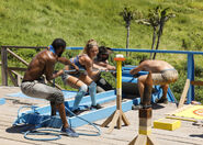 Ashley competing alongside Levu in the first Immunity Challenge, Tracks of My Tears.