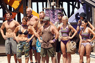 Russell with his tribe at the third challenge.