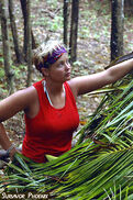 Melinda building the shelter on Casaya.