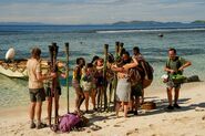 The tribes convene for the individual phase of the game.