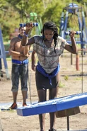 Michaela competes for Nuku in the fourth Immunity Challenge, Ow-Pairs.