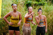 Julie with Julia and Aurora in the Immunity Challenge Yank Your Hank.