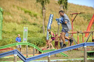 Jeff crossing the balance beam.