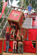 Boston Rob leading the Villains during the Immunity Challenge