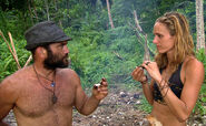 Candice with Russell on the merged tribe, Yin Yang.