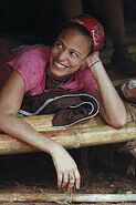 Dawson inside the Kalabaw tribe's shelter.