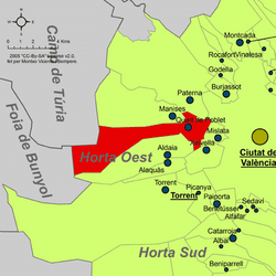 Localització de Quart de Poblet respecte de l'Horta Oest.png