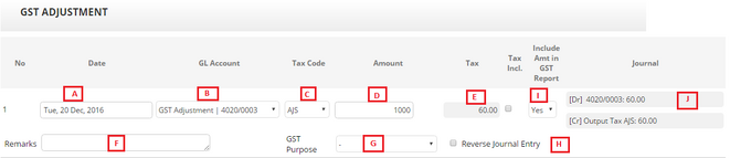 Gst adjustment