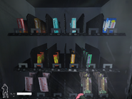 Snacks inside the vending machine.