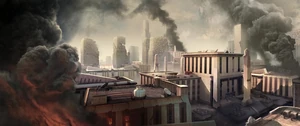 The city in flames