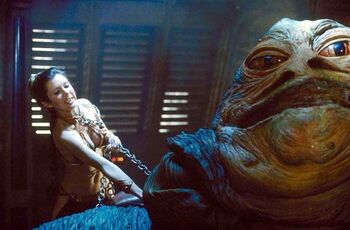 Leia choking Jabba