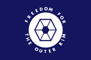 The "Freedom for the Outer Rim" flag, a flag produced during the Separatist Crisis (24 BBY - 22 BBY)