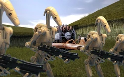 C'baoth was given command of B1 droids to guard mount Tantiss in the last year of the Clone Wars.