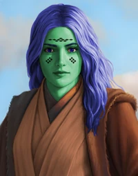 Myrith Saanee, peu après son arrivée à l’Académie Jedi en 197 (image retouchée par La_Mirialane ; source)