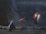 Kuflin escapes after being attacked by the Jedi.