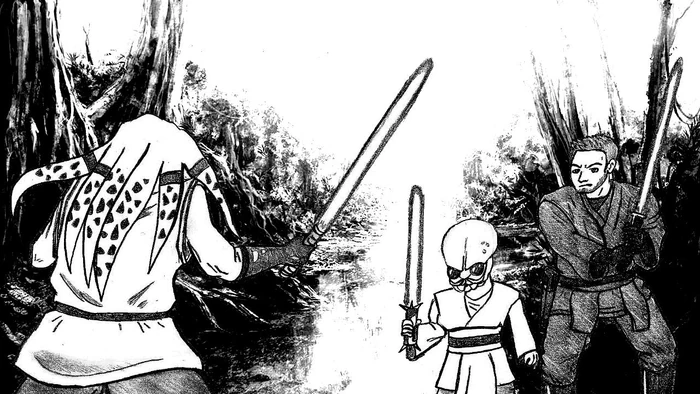 Le duel d'entraînement sur Yavin 4 (illustration par Bencenovii)
