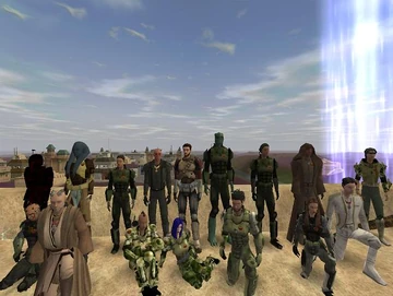 A few of the LOYAL members gather on the roof their club house on Dantooine in City of Loyal