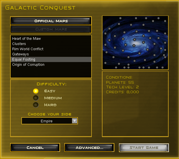 star wars empire at war galactic conquest maps