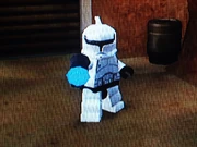 A phase I clone trooper from LEGO Star Wars