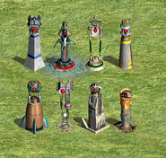 From the back row: Galactic Empire, Gungan, Rebel Alliance, Royal Naboo, Trade Federation, Wookiee, Republic, and Confederacy Anti-Air Turret.